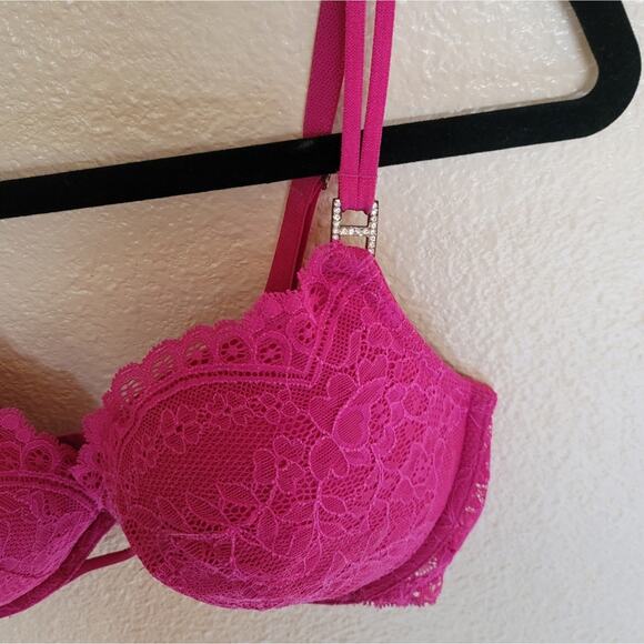 Bundle Victoria's Secret Very Sexy Bra, 34D Lace Padded Push-Up, VString Pink - Picture 4 of 14